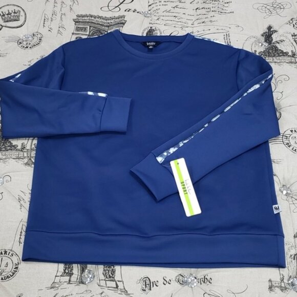 Nicole Miller Sport Scuba Striped Activewear Crewneck Sweatshirt - Picture 2 of 5